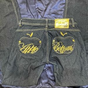 Apple Bottom dark wash Jeans with gold details